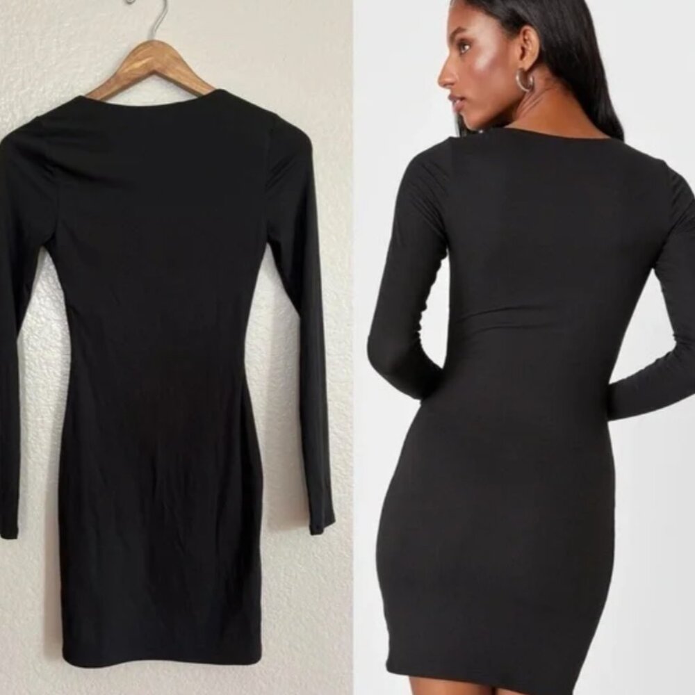Black Long Sleeve Mini Dress LBD small 4-6